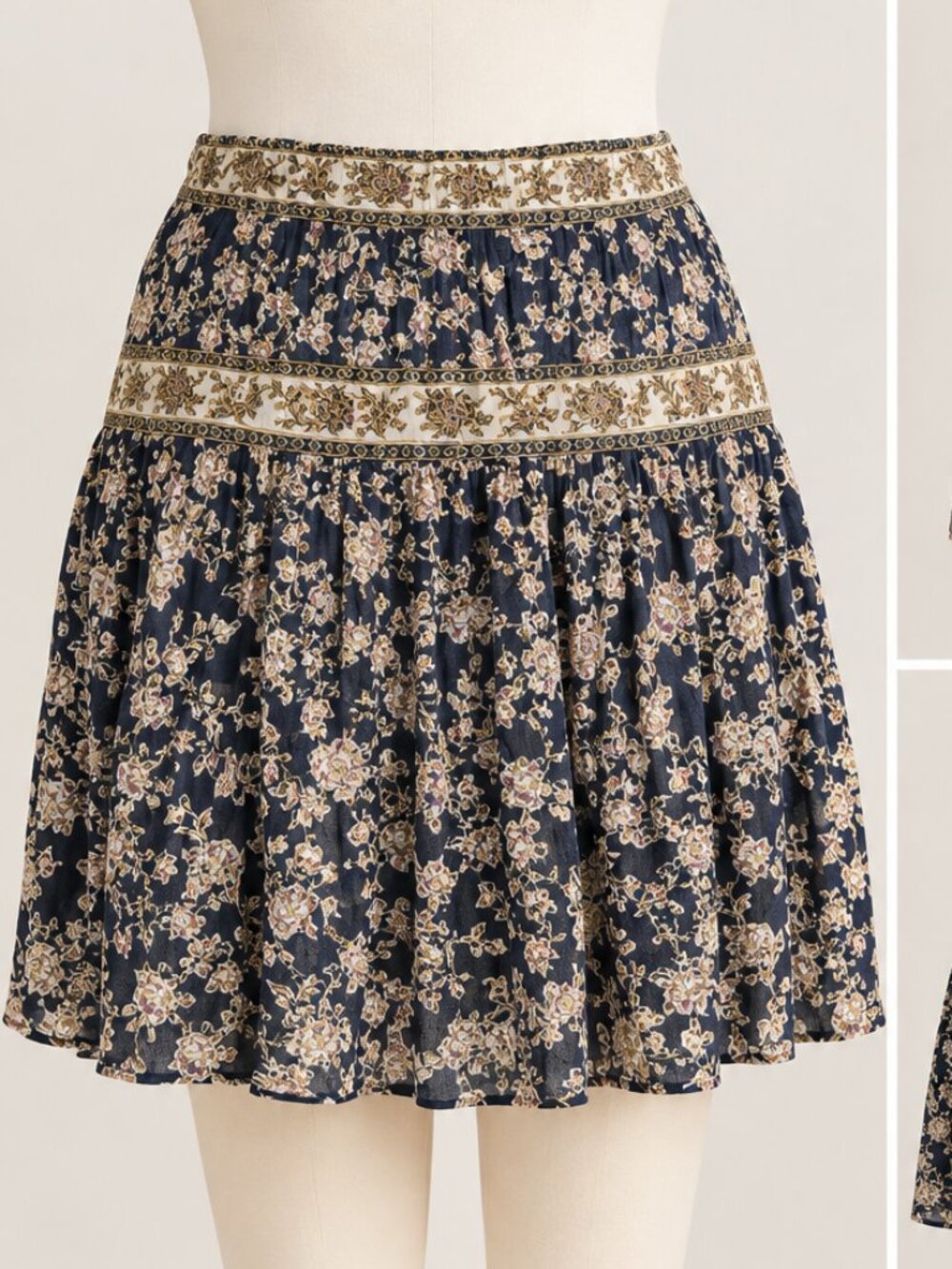 Isabel Marant Navy Floral Mini Skirt